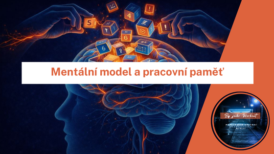Ilustrace mozku s čísly znázorňující kapacitu pracovní paměti a mentální modely