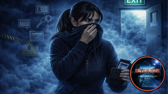 žena si při úniku plynu zakrývá dýchací cesty mikinou, krizová situace a pracovní paměť ve stresu