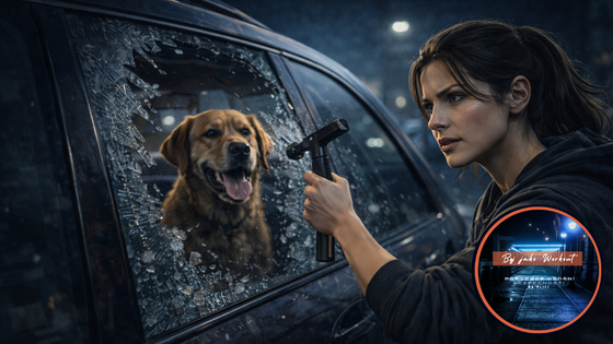 Žena v krizové situaci rozbíjí okno auta k záchraně života jako příklad krajní nouze podle zákona