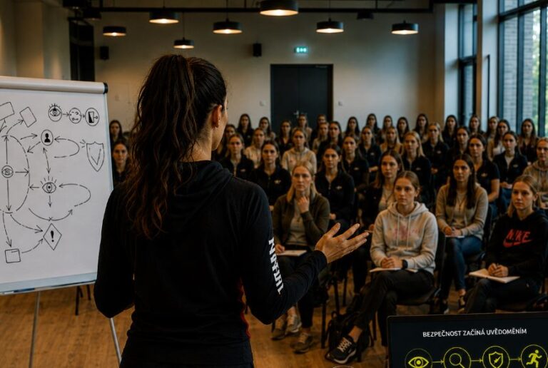 Interaktivní seminář osobní bezpečnosti pro ženy a dívky pořádaný v prostorách obce